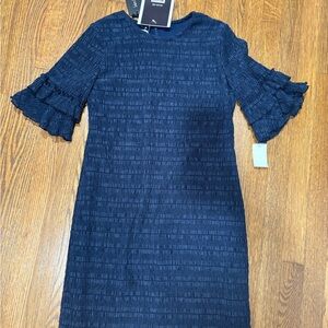 NWT Sara Campbell Navy Blue Ruffle Sleeve Dress